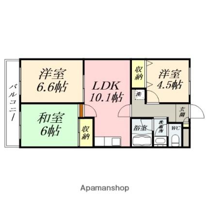 岡山県岡山市北区今３丁目（賃貸マンション3LDK・3階・60.00㎡） その2