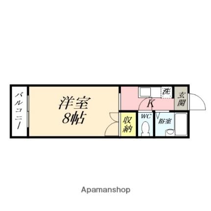 岡山県岡山市北区辰巳(賃貸マンション1K・2階・26.32㎡)の写真 その2