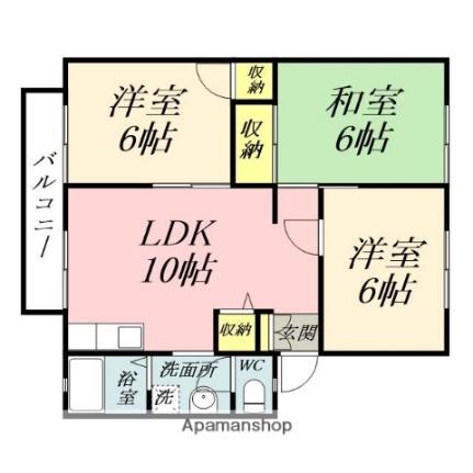 岡山県岡山市中区四御神（賃貸アパート3LDK・2階・58.00㎡） その2