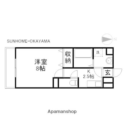 岡山県岡山市中区平井１丁目（賃貸アパート1K・3階・26.50㎡） その2