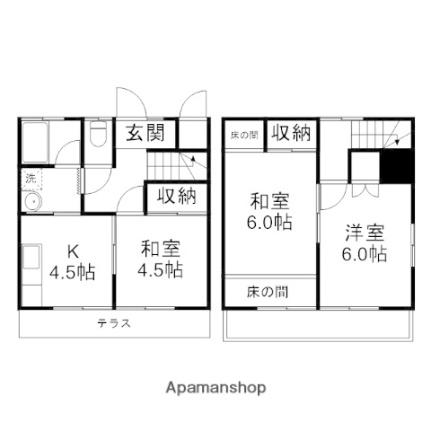 岡山県岡山市北区野田４丁目(賃貸テラスハウス3K・1階・58.32㎡)の写真 その2