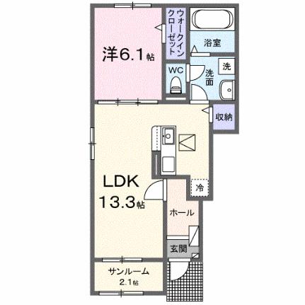 オランジェ 101｜岡山県岡山市中区赤田(賃貸アパート1LDK・1階・50.01㎡)の写真 その2