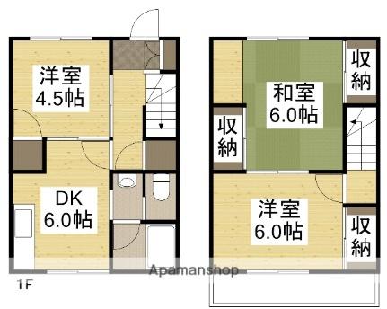 グリーンコーポラス 2｜岡山県岡山市北区北方２丁目(賃貸テラスハウス3DK・1階・50.70㎡)の写真 その2