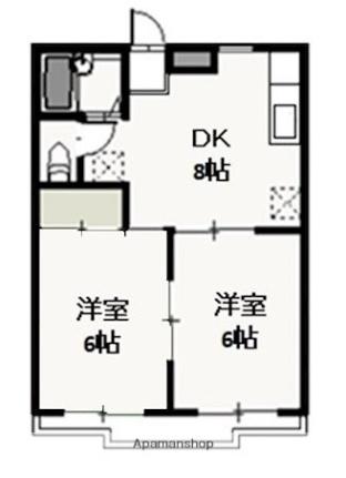 ラヴィアンローズ 202｜岡山県岡山市南区泉田(賃貸アパート2DK・2階・39.74㎡)の写真 その2