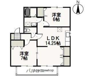 アルカディア 201｜岡山県岡山市北区大安寺南町１丁目(賃貸アパート2LDK・2階・60.50㎡)の写真 その2