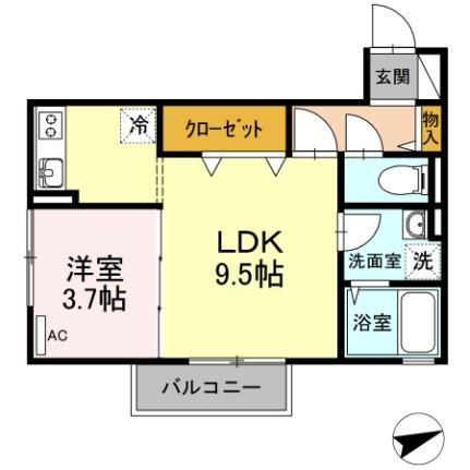 グランドソレーユ 203｜岡山県岡山市南区新保(賃貸アパート1LDK・2階・36.00㎡)の写真 その2