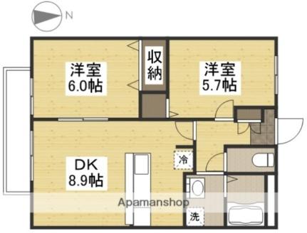 リーフミナン 103｜岡山県岡山市北区今保(賃貸マンション2DK・1階・54.65㎡)の写真 その2