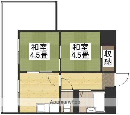 清輝橋マンション 405｜岡山県岡山市北区清輝橋３丁目(賃貸マンション2DK・4階・32.00㎡)の写真 その2