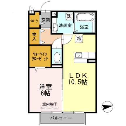 サクラコーポ　Ａ棟 A206｜岡山県岡山市北区白石東新町(賃貸アパート1LDK・2階・45.04㎡)の写真 その2