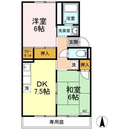 岡山県岡山市南区当新田(賃貸アパート2DK・1階・45.81㎡)の写真 その2