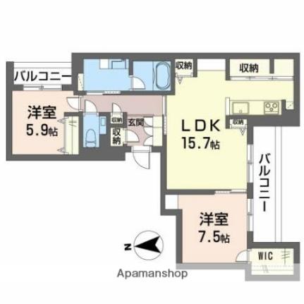 カーサ・カリダ 301 ｜ 岡山県岡山市北区田中（賃貸マンション2LDK・3階・75.00㎡） その2