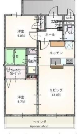 ハレレアII 205｜岡山県岡山市北区平田(賃貸マンション2LDK・2階・54.00㎡)の写真 その2