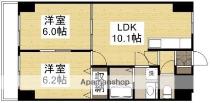 岡山県岡山市北区白石東新町(賃貸マンション2LDK・6階・47.17㎡)の写真 その2