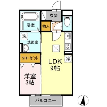 岡山県岡山市北区平野(賃貸アパート1LDK・1階・33.39㎡)の写真 その2