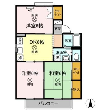 岡山県岡山市北区中仙道２丁目(賃貸アパート3DK・2階・53.46㎡)の写真 その2