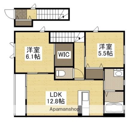 シャルーズ　Ａ棟 201｜岡山県倉敷市上東(賃貸アパート2LDK・2階・61.63㎡)の写真 その2