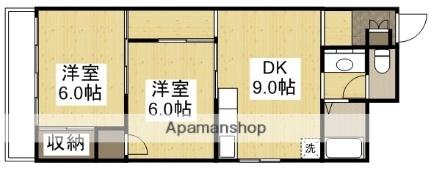 岡山県岡山市北区平和町(賃貸マンション2DK・2階・49.50㎡)の写真 その2