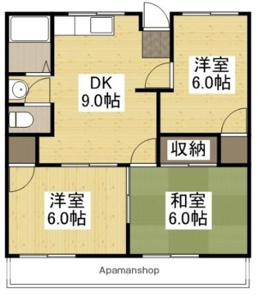 大和サンパークヒル 101｜岡山県倉敷市老松町１丁目(賃貸アパート3DK・1階・52.57㎡)の写真 その2