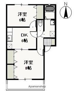 岡山県岡山市北区西長瀬(賃貸アパート2DK・1階・48.24㎡)の写真 その2