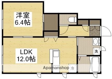 岡山県倉敷市中島(賃貸アパート1LDK・1階・45.42㎡)の写真 その2