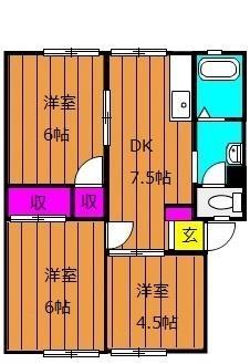 アンダンテ福井　Ａ 102号室｜岡山県倉敷市福井(賃貸アパート3DK・1階・51.79㎡)の写真 その2