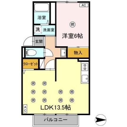 岡山県倉敷市西阿知町(賃貸アパート1LDK・2階・46.09㎡)の写真 その2