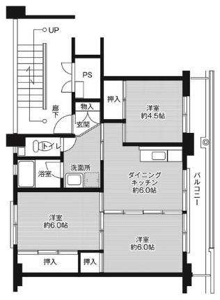 ビレッジハウス建部吉田1号棟 0202｜岡山県岡山市北区建部町吉田(賃貸マンション3DK・2階・53.08㎡)の写真 その2