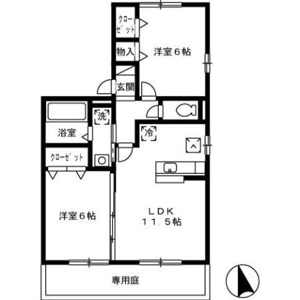 パルティール中島 101｜岡山県倉敷市中島(賃貸アパート2LDK・1階・54.62㎡)の写真 その2