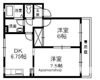 バンビーノ　Ｃ 101｜岡山県倉敷市西阿知町西原(賃貸アパート2DK・1階・44.71㎡)の写真 その2