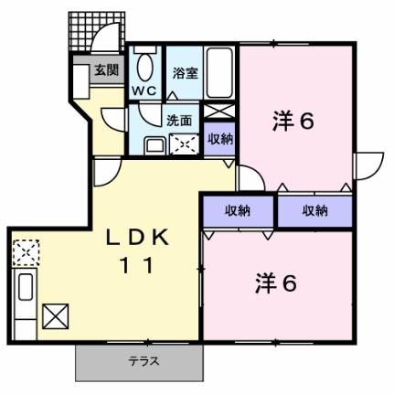 エル・プレマ 101｜岡山県倉敷市玉島(賃貸アパート2LDK・1階・51.79㎡)の写真 その2