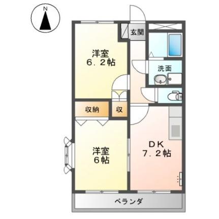 プロニティーハイム 205｜岡山県倉敷市連島中央５丁目(賃貸アパート2DK・2階・45.63㎡)の写真 その2