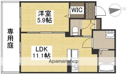 コレクトコート 102｜岡山県倉敷市宮前(賃貸マンション1LDK・1階・42.14㎡)の写真 その2