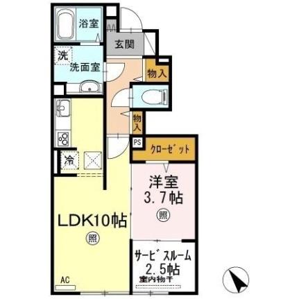 ナウ　リヴィエール 102｜岡山県倉敷市水江(賃貸アパート1SLDK・1階・43.34㎡)の写真 その2