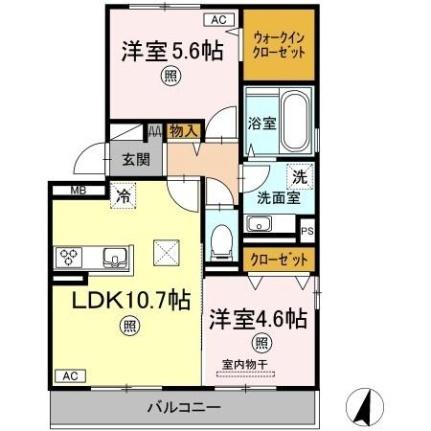 ヴェルデ溝口 101｜岡山県総社市溝口(賃貸アパート2LDK・1階・52.55㎡)の写真 その2