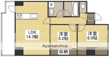 Ｂｅｌｌａ　ｃａｓａ　Ｓｏｕｔｈ 907｜岡山県倉敷市老松町３丁目(賃貸マンション2LDK・9階・61.64㎡)の写真 その2