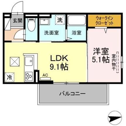 ラ・レコルトII 102｜岡山県倉敷市日ノ出町１丁目(賃貸アパート1LDK・1階・35.60㎡)の写真 その2