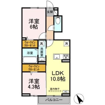 ソレアード 105｜岡山県倉敷市連島町鶴新田(賃貸アパート2LDK・1階・50.38㎡)の写真 その2