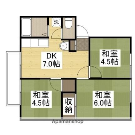 岡山県倉敷市西富井(賃貸アパート3DK・2階・45.20㎡)の写真 その2