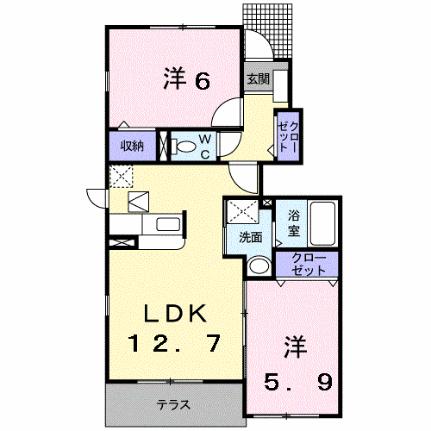 フェリシダ矢蔵　II 105｜岡山県総社市中原(賃貸アパート2LDK・1階・55.47㎡)の写真 その2