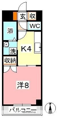 岡山県倉敷市中庄(賃貸マンション1K・4階・29.00㎡)の写真 その2