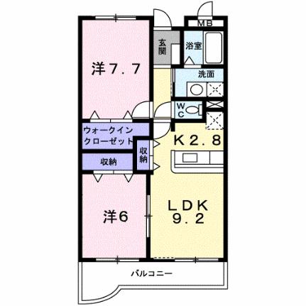 レジデンス辻が花I 102｜岡山県倉敷市浜ノ茶屋１丁目(賃貸マンション2LDK・1階・61.03㎡)の写真 その2