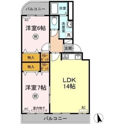 岡山県倉敷市安江(賃貸マンション2LDK・3階・63.65㎡)の写真 その2