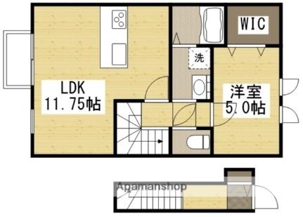 岡山県倉敷市上富井(賃貸アパート1LDK・2階・43.88㎡)の写真 その2