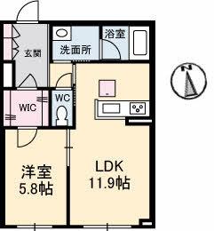 岡山県岡山市中区高屋(賃貸アパート1LDK・1階・44.73㎡)の写真 その2