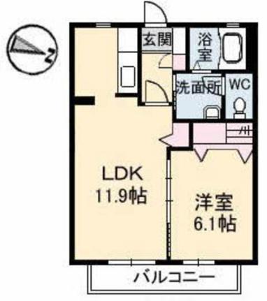 岡山県倉敷市西阿知町新田(賃貸アパート1LDK・2階・41.58㎡)の写真 その2