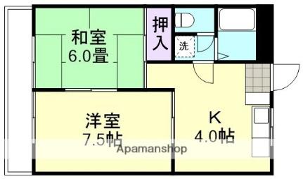 岡山県倉敷市西岡(賃貸マンション2K・1階・44.00㎡)の写真 その2