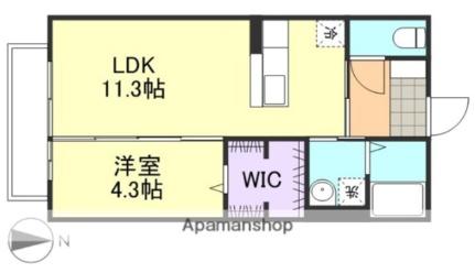 岡山県倉敷市川入(賃貸アパート1LDK・1階・40.45㎡)の写真 その2
