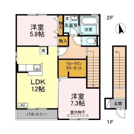 岡山県岡山市南区大福(賃貸アパート2LDK・2階・70.53㎡)の写真 その2