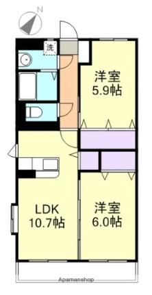 岡山県倉敷市西阿知町(賃貸マンション2LDK・2階・53.00㎡)の写真 その2