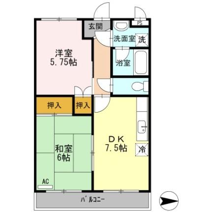 岡山県倉敷市玉島上成(賃貸マンション2DK・3階・44.71㎡)の写真 その2